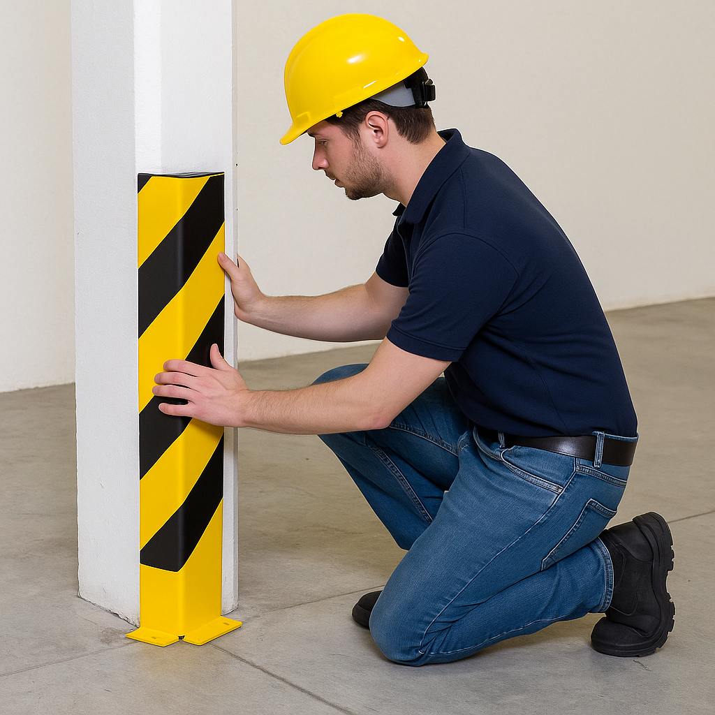 Black Bull Heavy-Duty Column & Corner Protectors – 1200mm Steel Impact Guards for Warehouse Safety