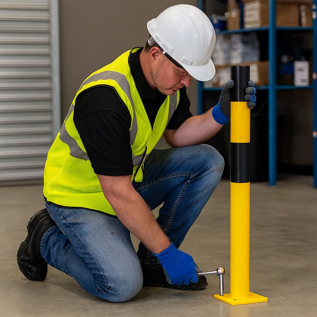 Black Bull Heavy-Duty Bollard Type L – 1200mm Steel Surface-Fix Safety Post for Impact Protection