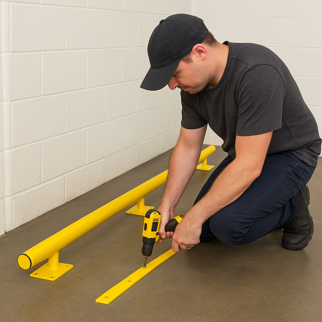 Black Bull Raised Collision Protection Bars – 2000mm Steel Indoor Impact Guard for Wall & Equipment Safety