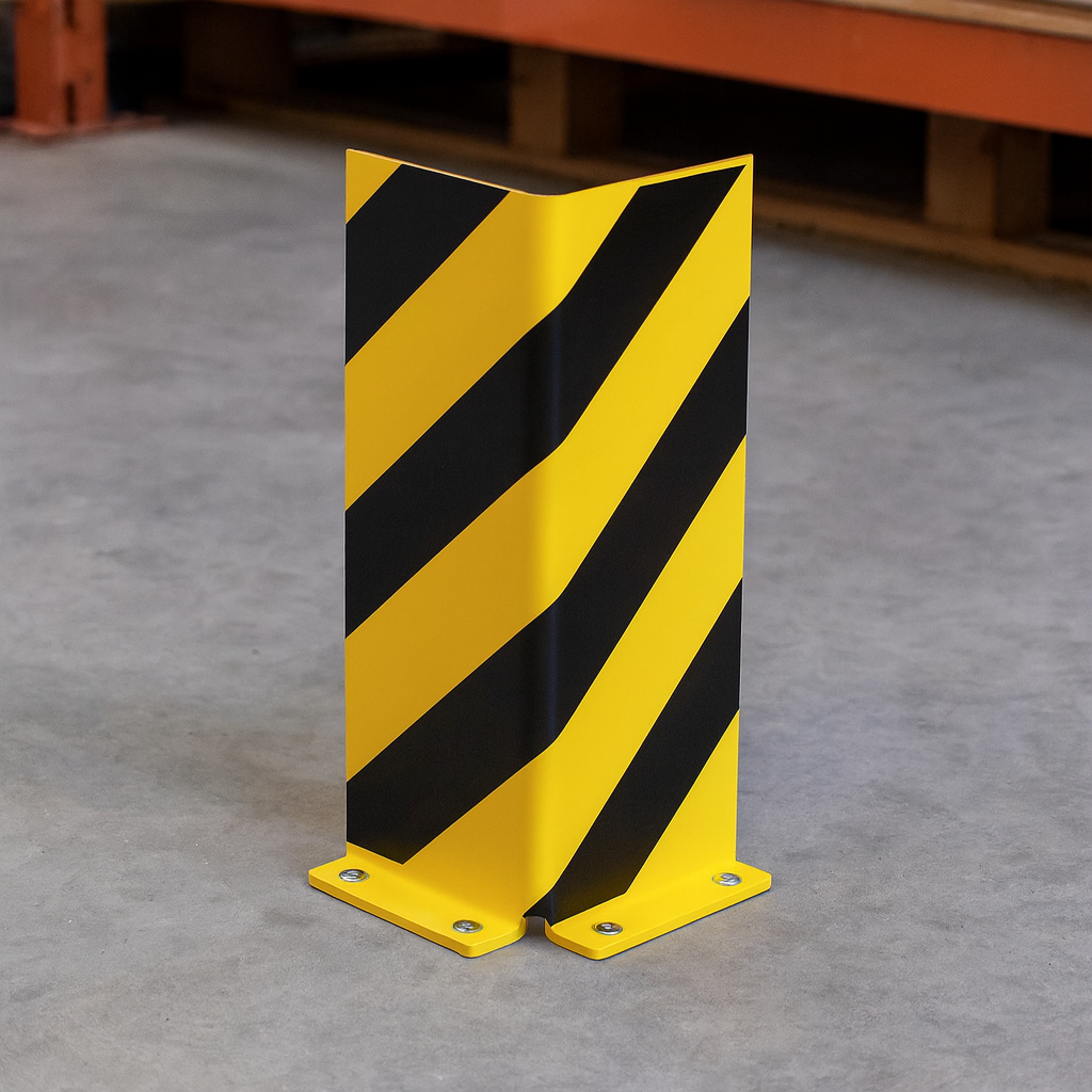 Heavy-Duty Pallet Rack End Frame Protectors – 400mm Right-Angle Steel Guards for Warehouse Safety
