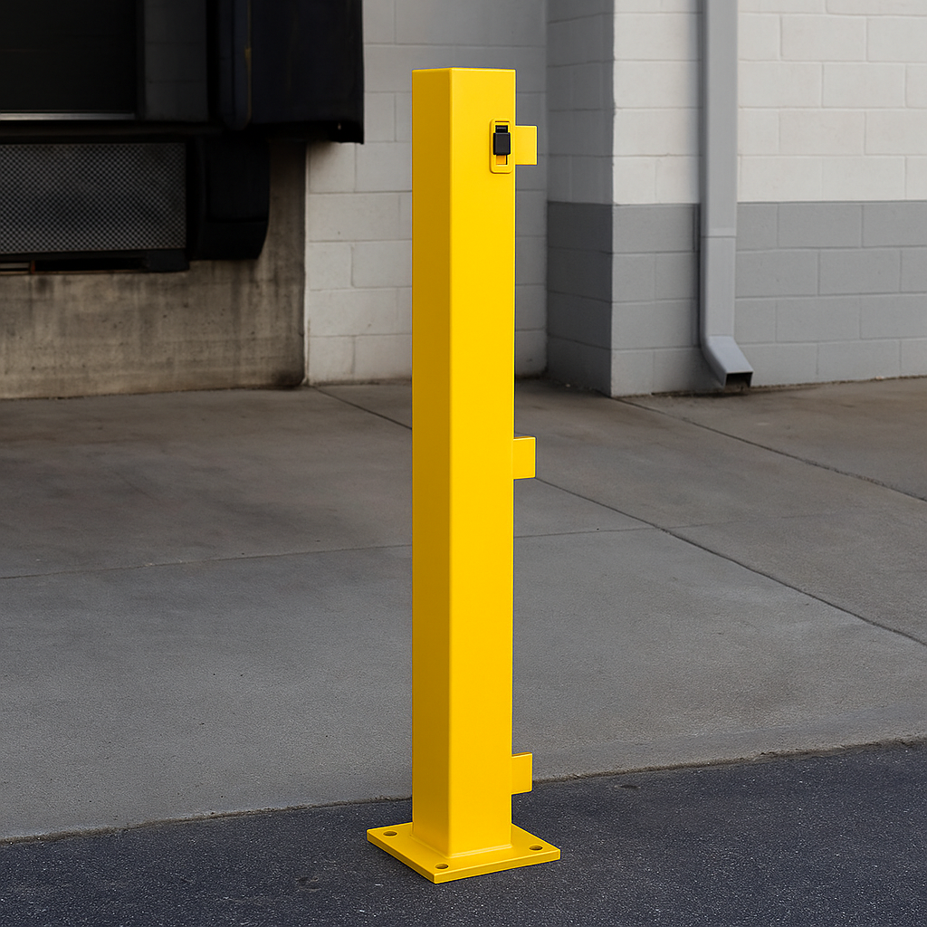 Black Bull HD Impact Protection Railing End Post – 1000mm Steel Safety Post for Indoor Use