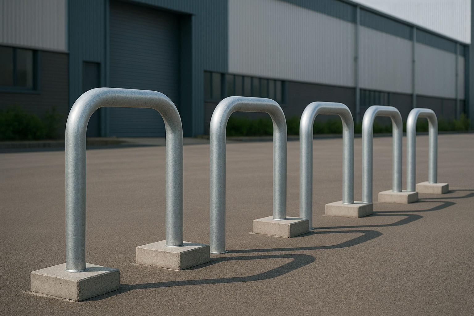 Heavy-Duty 48mm Galvanised Hooped Perimeter Barrier – Car Park & Warehouse Safety Bollard