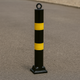 Premium Black & Yellow Folding Parking Post & Chain Barrier Kit – Secure Driveway & Car Park Access (1 Folding, 2 Static Posts)