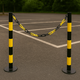2 × 76mm Fold-Down Yellow Parking Posts with Plastic Chain Kit – Complete Parking Barrier Solution