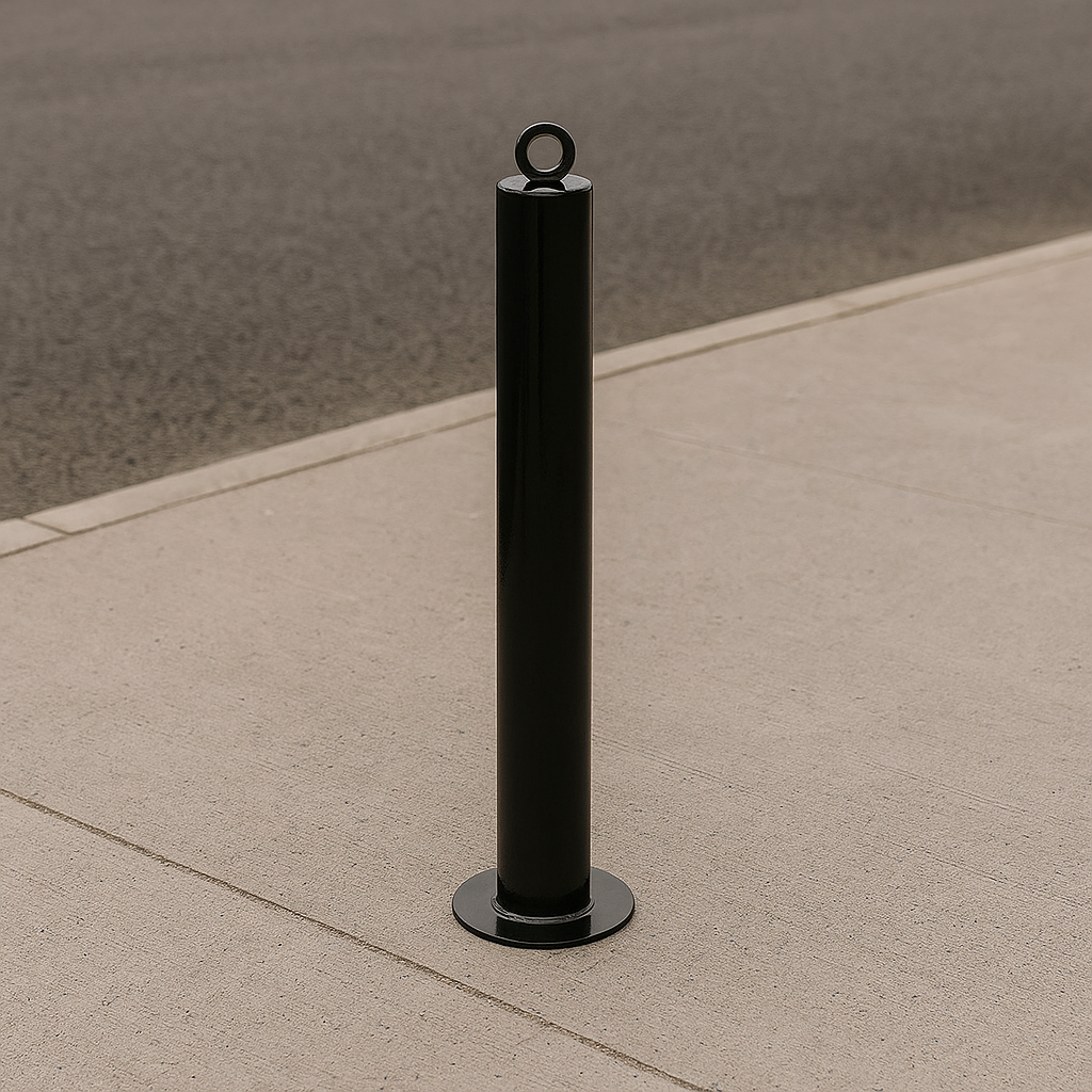 76mm Heavy-Duty Steel Bollard–Black Powder-Coated, Bolt-Down | Impact-Resistant Security Post