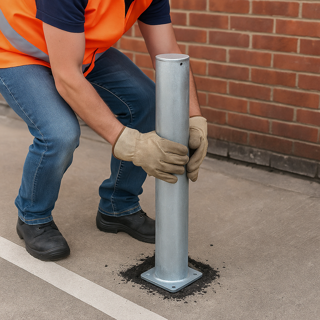 Heavy-Duty Galvanised Steel Bollard (48mm–219mm) – 1000mm Height | Fixed Impact & Access Control