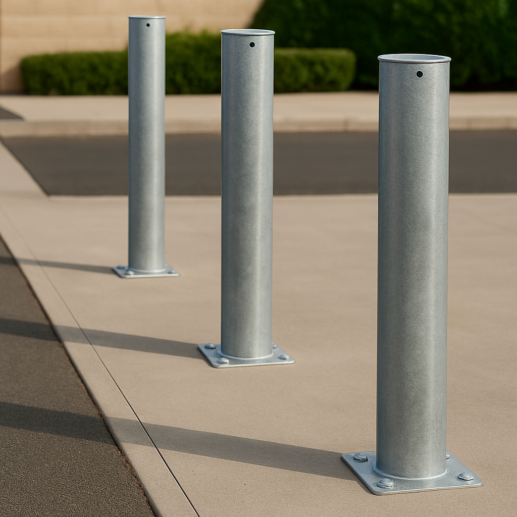 Heavy-Duty Galvanised Steel Bollard (48mm–219mm) – 1000mm Height | Fixed Impact & Access Control