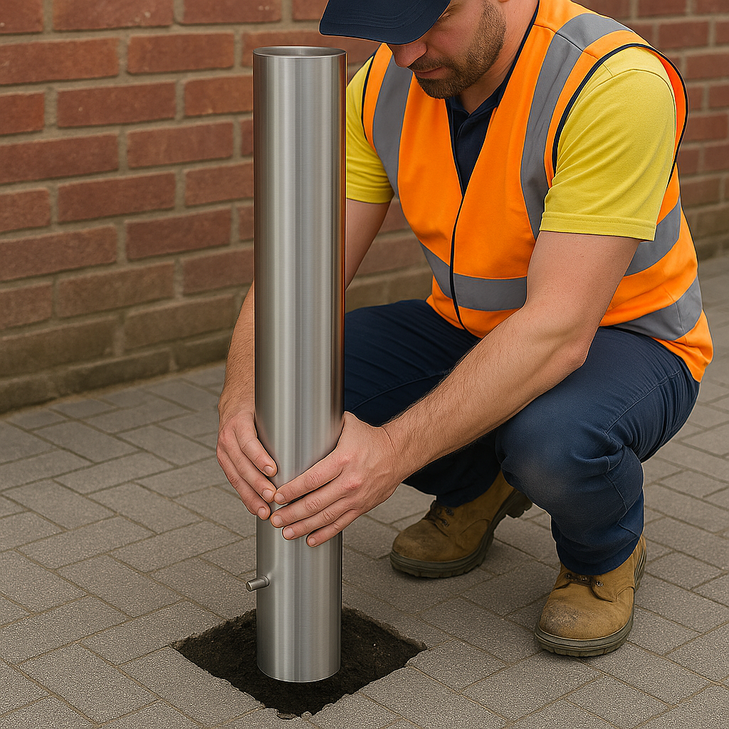 Premium 316 Stainless Steel Bollard – 140mm Diameter, 1.3m Height | Spigot-Mount Security Post