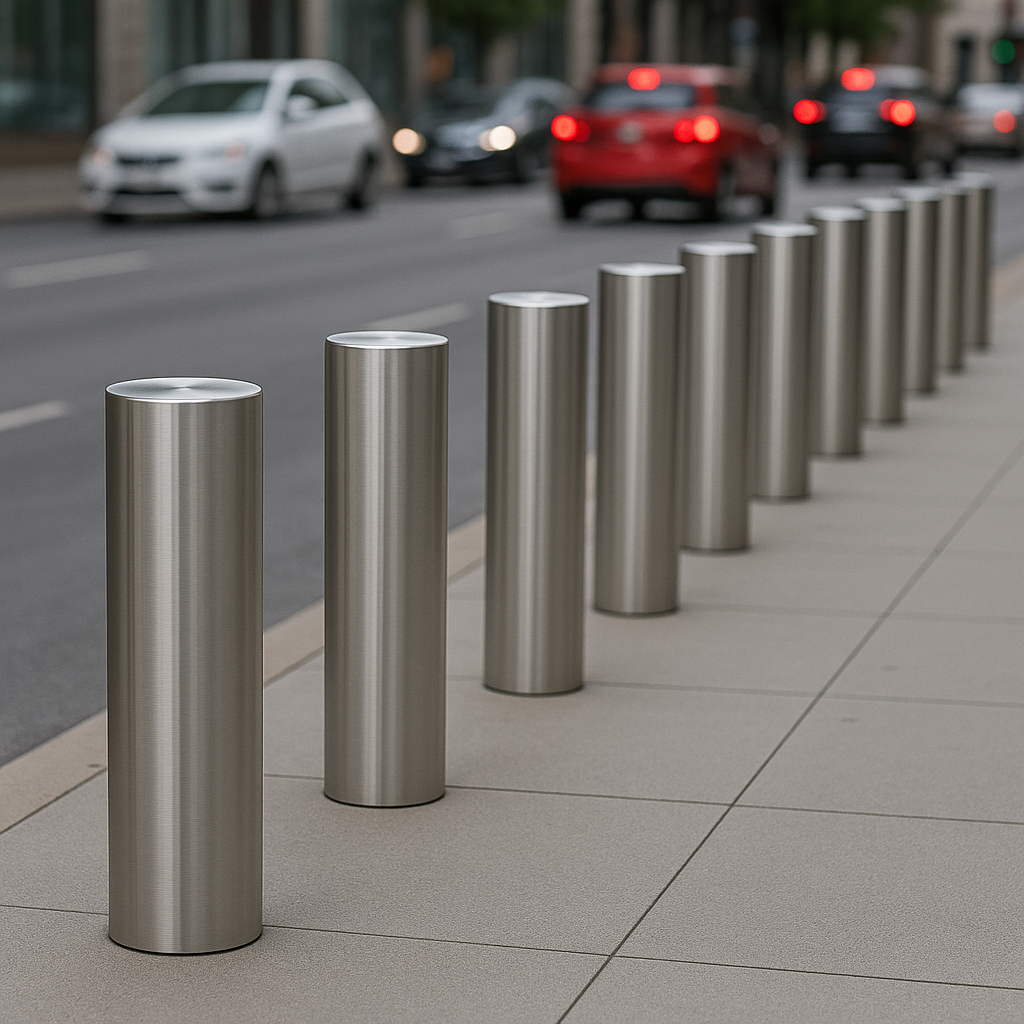 Premium 304 Stainless Steel Bollard – 140mm Diameter x 1m Height | Heavy-Duty Bolt-Down Security Post