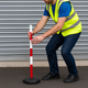 Premium Red & White Safety Guide Post with Fillable Octagonal Base – Lightweight, Stable & Highly Visible