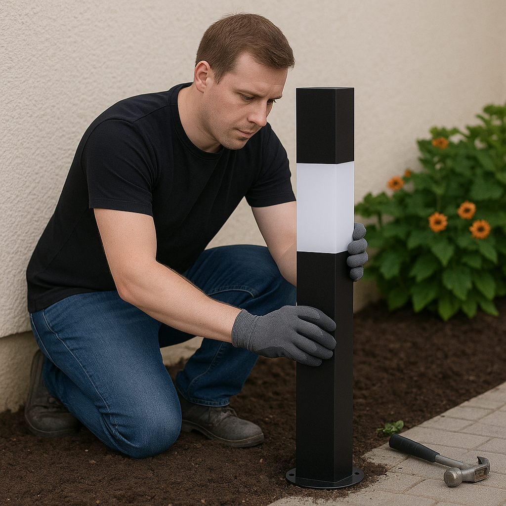 Heavy-Duty Square Fixed Bollard – 1000mm Height | 50–150mm Width | Galvanised Steel with Black & White Finish | Concrete-In Installation