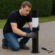 Heavy-Duty Square Fixed Bollard – 1000mm Height | 50–150mm Width | Galvanised Steel with Black & White Finish | Concrete-In Installation