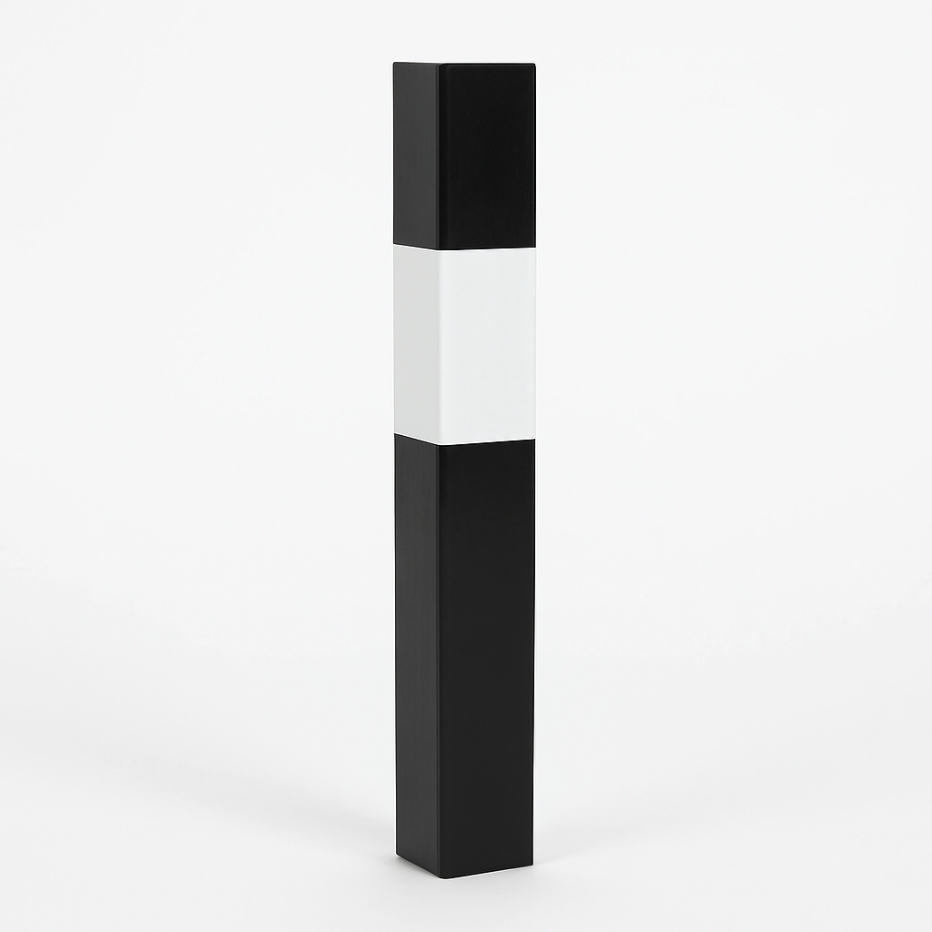 Heavy-Duty Square Fixed Bollard – 1000mm Height | 50–150mm Width | Galvanised Steel with Black & White Finish | Concrete-In Installation