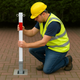 White & Red Removable Security Bollard with Twin Chain Eyelets