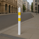76mm Heavy-Duty Steel Bollard with Chain Eyelet – Spigot Mount, White & Yellow, Removable for Flexible Site Security