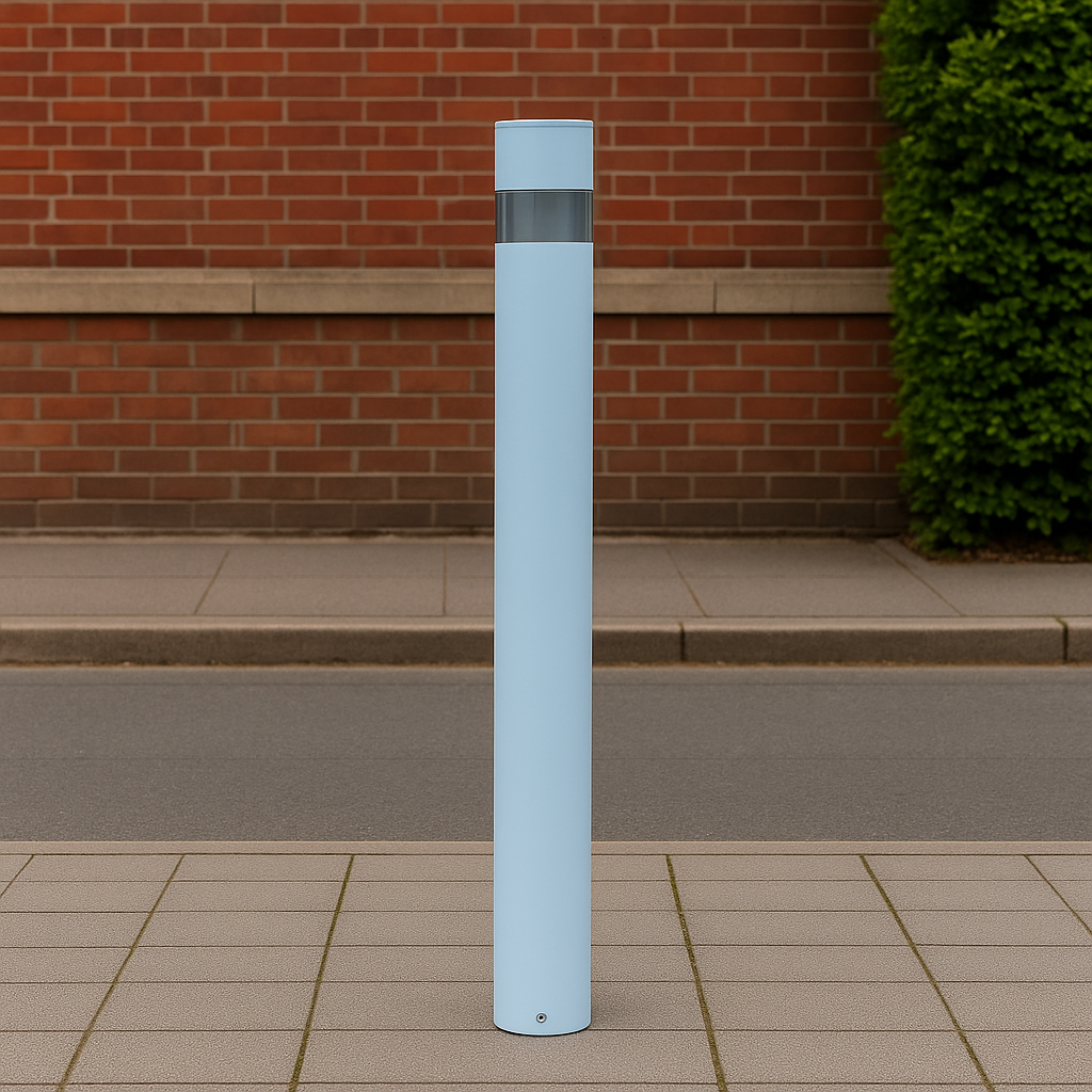 Premium Heavy-Duty Steel Security Bollard – White | Anti-Ram & Access Control Post