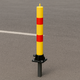 Yellow & Red Fold Down Parking Post with Integral Lock & Top-Mounted Eyelet