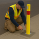 Heavy-Duty Yellow Removable Security Post with Reflective Band & Padlock – Driveway, Car Park & Access Control Bollard