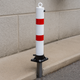 White & Red Fold Down Parking Post with Ground Spigot, Integral Lock & Eyelet