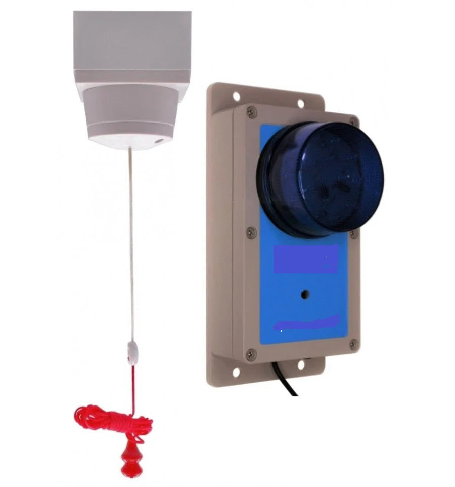 Wireless Disabled Toilet Alarm Kit – Pull-Cord Switch with Siren & Strobe, Up to 100m Range
