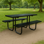 Vantrex 1800mm Galvanised Steel Picnic Table | Heavy-Duty Bolt-Down Outdoor Table for Schools, Parks & Commercial Sites