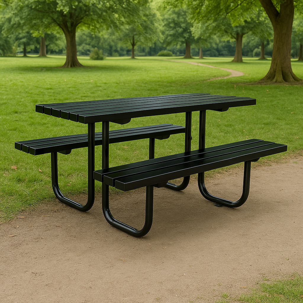 Vantrex 1800mm Galvanised Steel Picnic Table | Heavy-Duty Bolt-Down Outdoor Table for Schools, Parks & Commercial Sites
