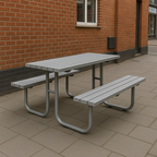 Vantrex 1800mm Galvanised Steel Picnic Table | Heavy-Duty Bolt-Down Outdoor Table for Schools, Parks & Commercial Sites