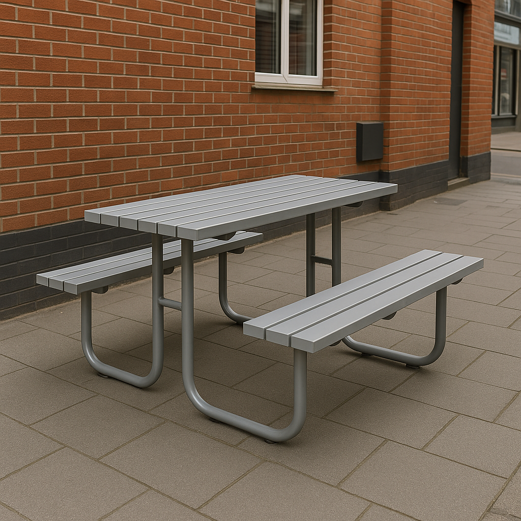 Vantrex 1800mm Galvanised Steel Picnic Table | Heavy-Duty Bolt-Down Outdoor Table for Schools, Parks & Commercial Sites