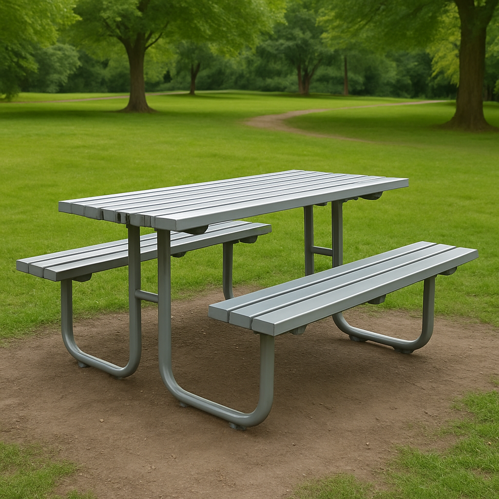 Vantrex 1800mm Galvanised Steel Picnic Table | Heavy-Duty Bolt-Down Outdoor Table for Schools, Parks & Commercial Sites