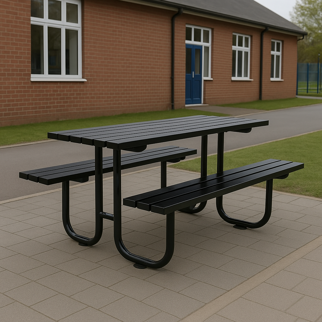 Vantrex 1800mm Galvanised Steel Picnic Table | Heavy-Duty Bolt-Down Outdoor Table for Schools, Parks & Commercial Sites