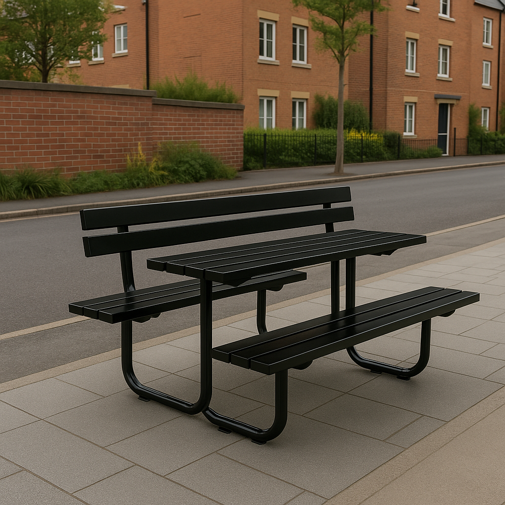 Vantrex 1800mm Galvanised Steel Picnic Table | Heavy-Duty Bolt-Down Outdoor Table for Schools, Parks & Commercial Sites