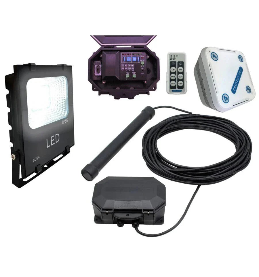 Protect-800 Long Range Wireless Driveway Metal & Vehicle Detecting Alarm with Flood Light