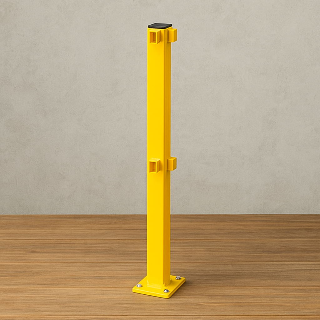 Black Bull MD Railing System 90° Corner Post – 1000mm Steel Safety Post for Indoor Use