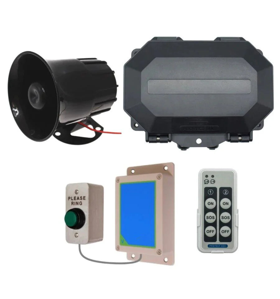 Wireless Commercial Siren Kit – Heavy Duty Push Button & Loud 6-Tone Siren with Adjustable Duration