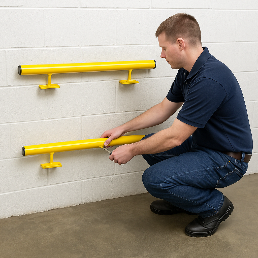 Black Bull Raised Collision Protection Bars – 1500mm Steel Impact Guard for Indoor Safety