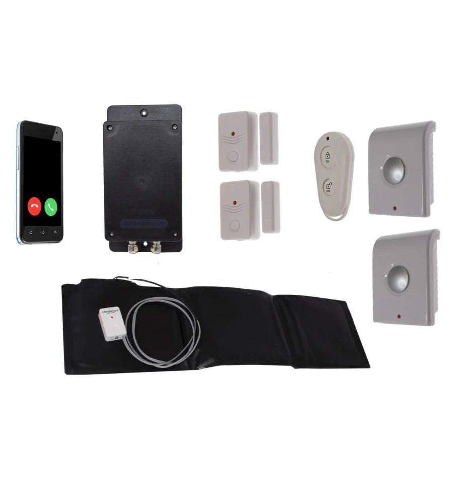 Battery 3G GSM UltraDIAL Door & Pressure Mat Alarm with Indoor Sirens