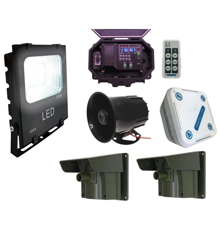 Protect-800 Long Range Driveway PIR Alarm with Security Light, Siren & Indoor/Outdoor Receivers