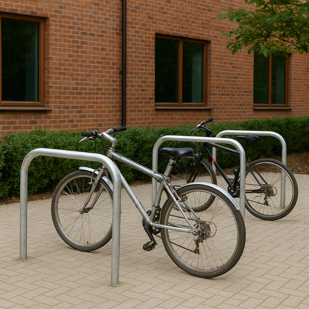 SteelShef Cycle Stand – 48mm Heavy-Duty Bike Rack for 2 Bicycles | Galvanised or Stainless Steel | Surface or In-Ground Mount