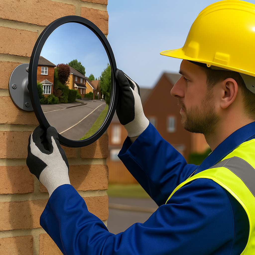 Acrylic Convex Traffic Safety Mirror with Black Frame – Ideal for Garages & Indoor Use