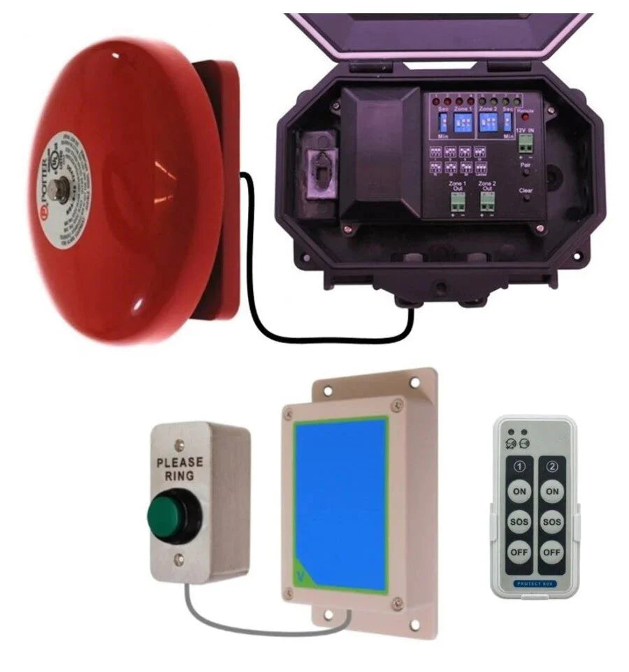 Protect-800 Wireless Commercial Bell Kit – Heavy Duty Push Button & Loud 85 dB Bell