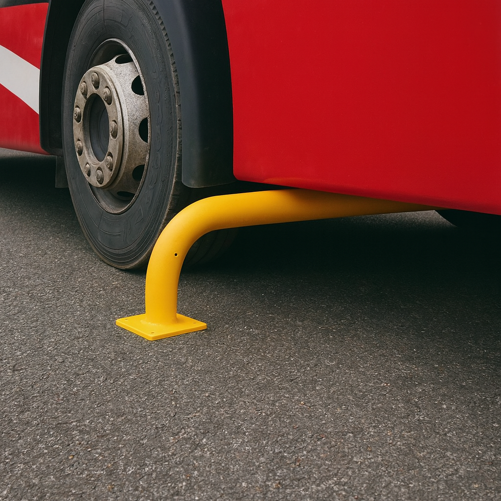 Straight Barrier Wheel Guide – Heavy-Duty Galvanised Steel with High-Visibility Finish