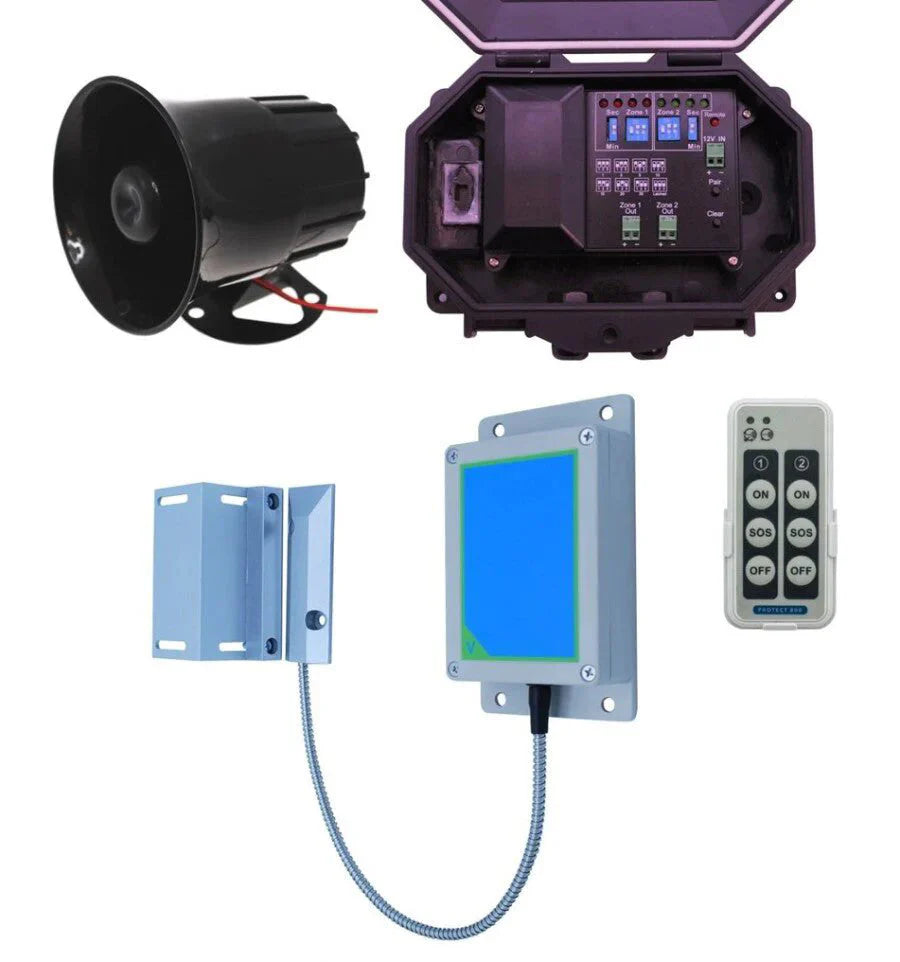 Protect-800 Long Range Wireless Gate Alarm with Outdoor Receiver & 6-Tone 118 dB Siren