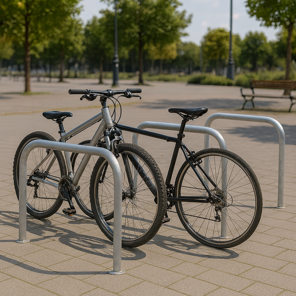 SteelShef Cycle Stand – 48mm Heavy-Duty Bike Rack for 2 Bicycles | Galvanised or Stainless Steel | Surface or In-Ground Mount