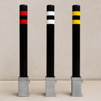 Smart & Secure Removable Pedestrian Bollard – 1000mm Height with Flush-Fit Ground Socket and Hi-Vis Stripes