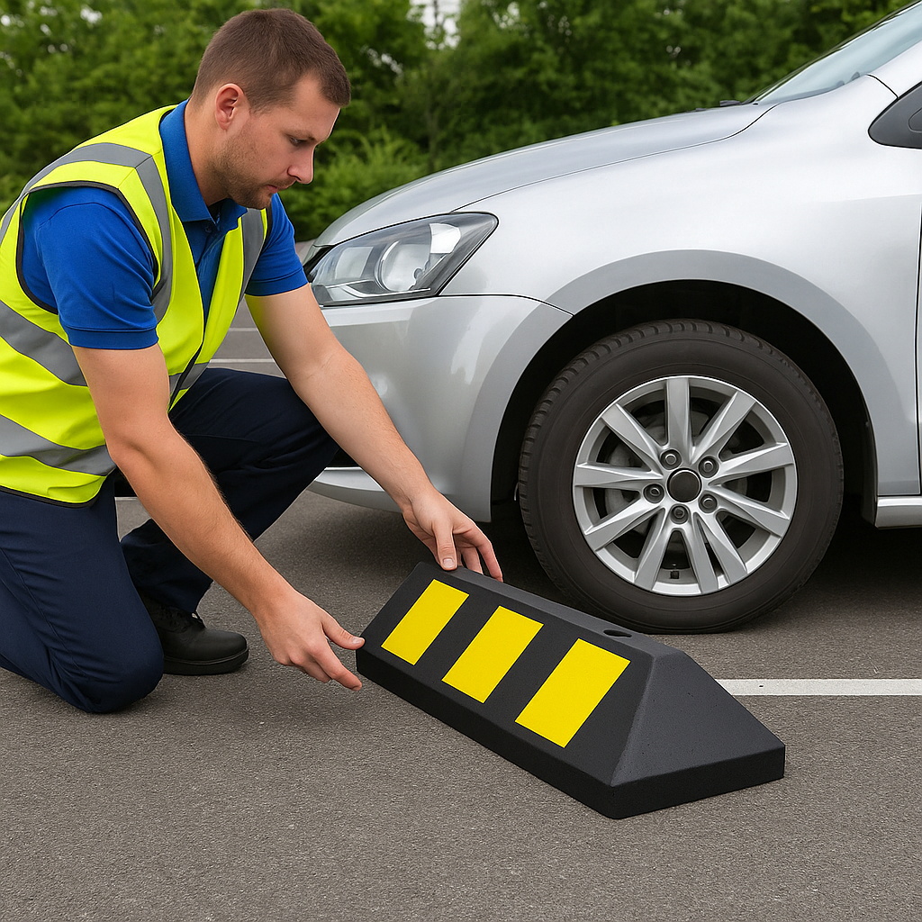 550mm Heavy-Duty Rubber Wheel Stop – Compact Parking Aid for Garages, Driveways & Car Parks