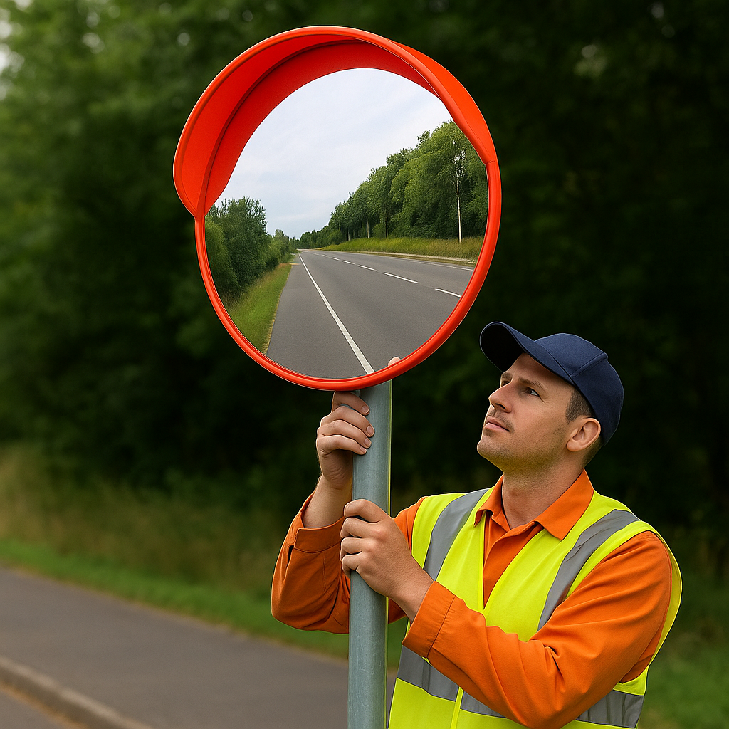 Outdoor Convex Traffic Mirror with Hood – Enhanced Safety & Blind Spot Elimination
