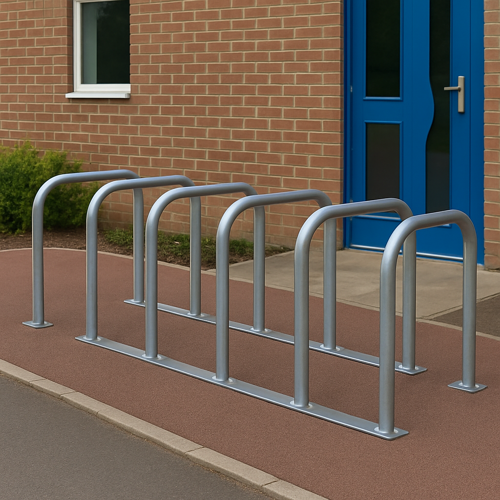 48mm ShefTek Toastrack Cycle Rack | Heavy-Duty Galvanised or Stainless Steel Bike Stand – Secure High-Density Parking for 2–10 Cycles