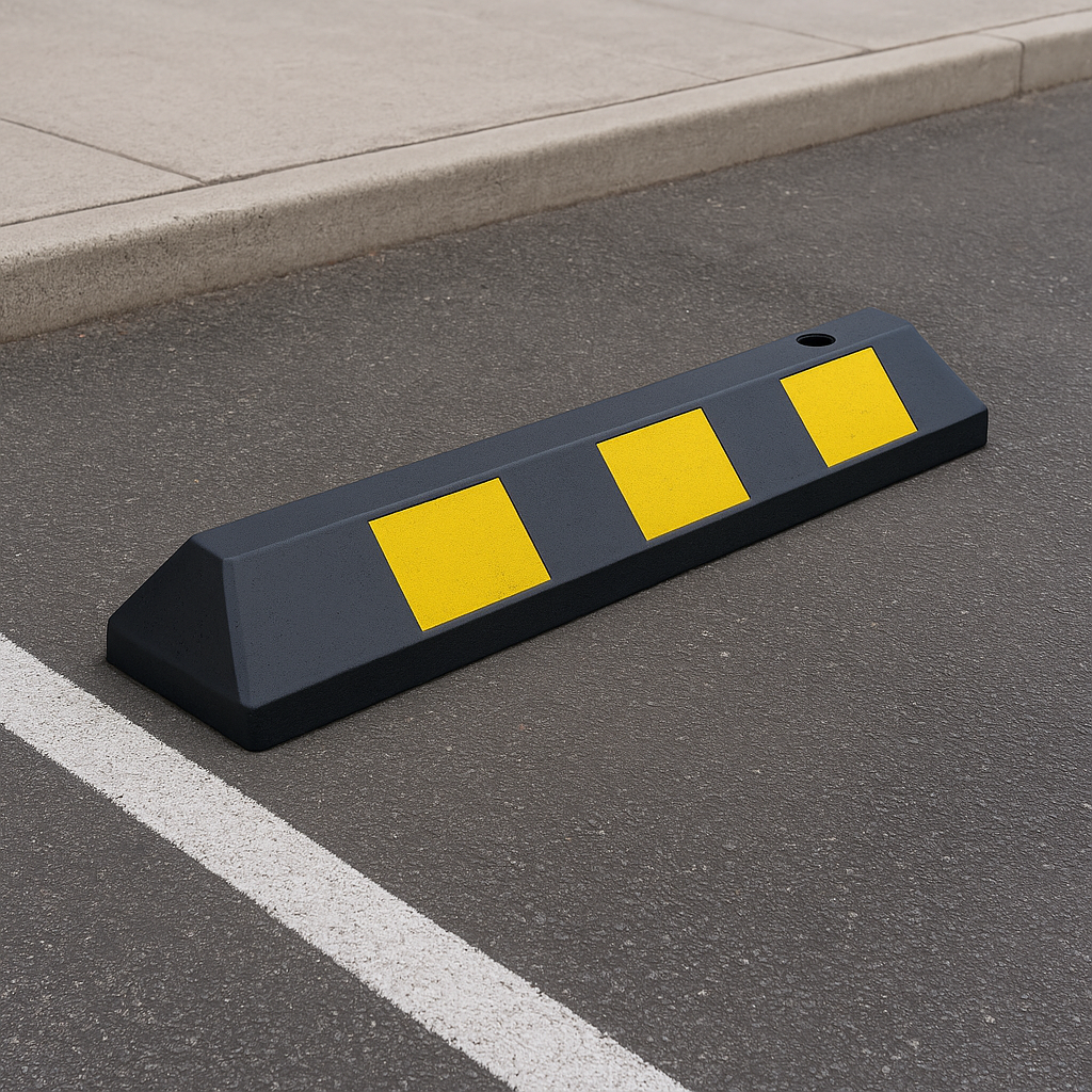 1800mm Heavy-Duty Rubber Wheel Stop with Fixings – Yellow/Black | Durable Parking Aid for Cars & Light Commercial Vehicles