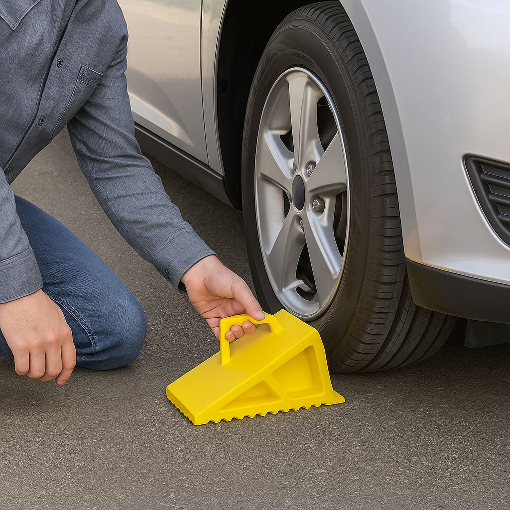 Heavy-Duty Rubber Wheel Chock for LGVs & Trailers – Anti-Slip Tyre Stopper for HGVs, Lorries & Plant Vehicles