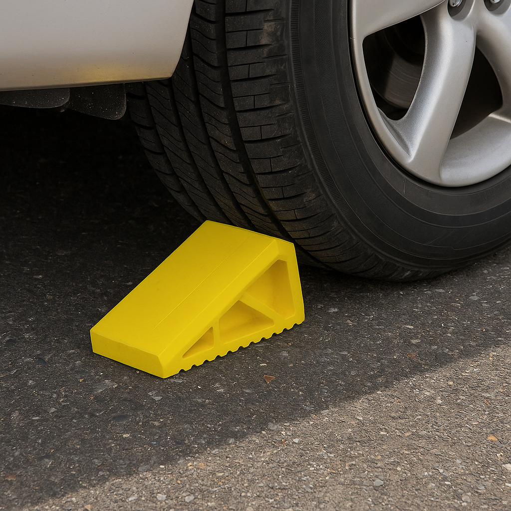 Heavy-Duty Rubber Wheel Chock for LGVs & Trailers – Anti-Slip Tyre Stopper for HGVs, Lorries & Plant Vehicles